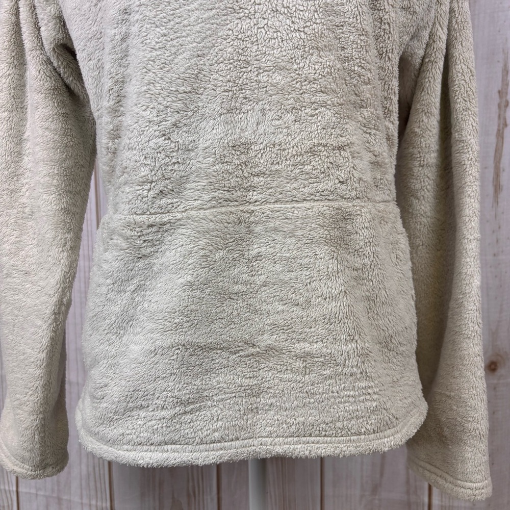 The North Face 1/4 Zip Fleece Pullover Pouch Pocket Pop Collar Top Cream Size M - Picture 5 of 13
